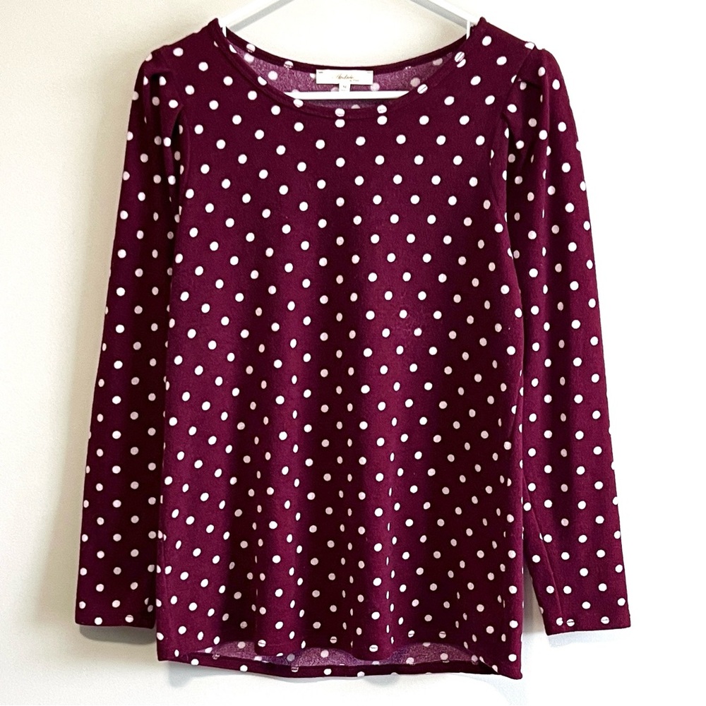 Andree by Unit Polka Dot Long Sleeve Knit Top